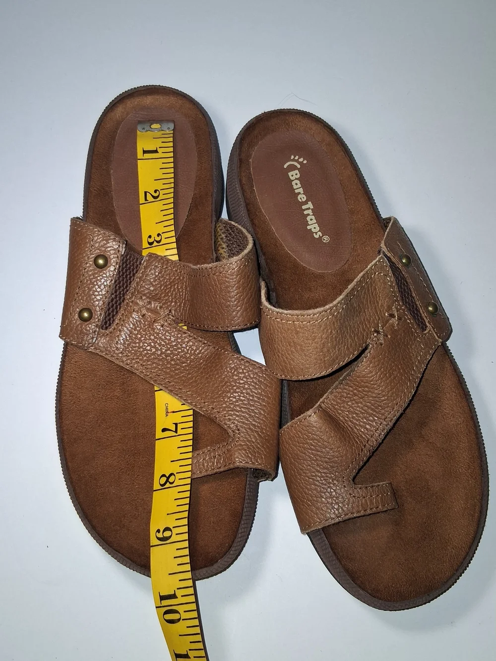 BareTraps Lainey Women's Brown Leather Slide Sandals US Size 8.5 M